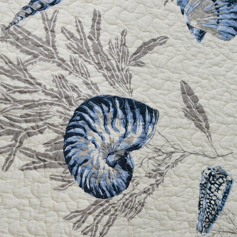 Brandream Coastal Seashell Beach Bedding Quilt Set Nautical Coverlet Set King Size 100% Cotton 3-Piece - Image 5